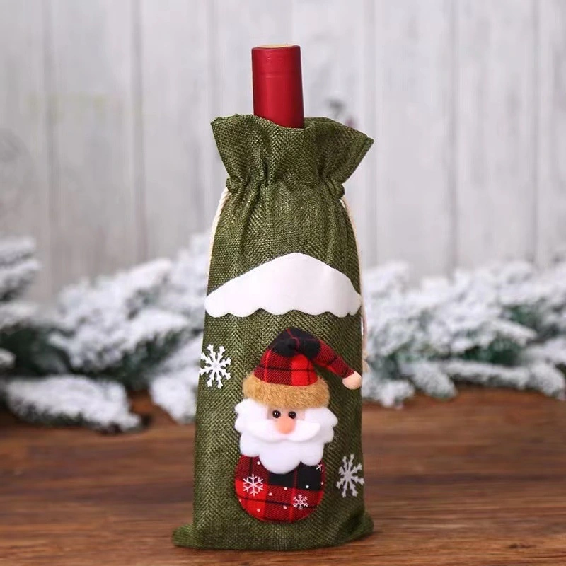 4 Designs Christmas Wine Bottle Covers Decoration Knitted Sweater Santa Snowman Elk Bottle Decoration