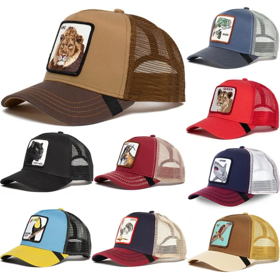 Cappellino da camionista con cinturino regolabile con retro in rete e berretto da baseball con animali con grafica ricamata