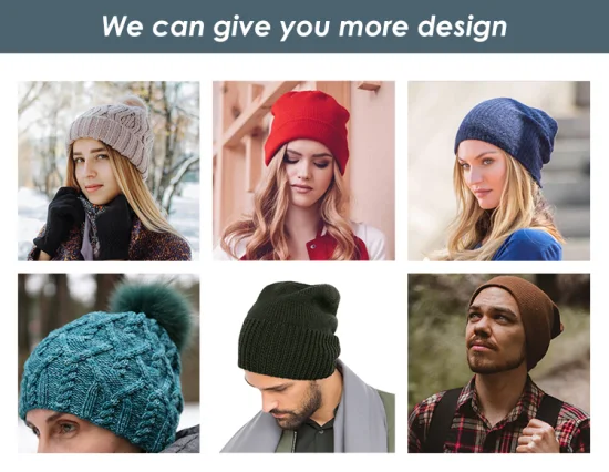 Cappello a cuffia lavorato a maglia alla moda con logo personalizzato con tesa bianca stampata su tutta la superficie